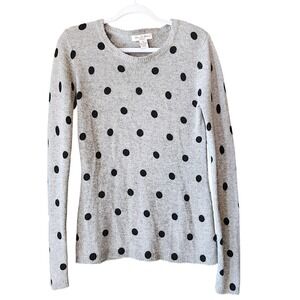 Olivia & Grace 100% Cashmere Gray Long Sleeve Sweater M Polka‎ Dots Essential